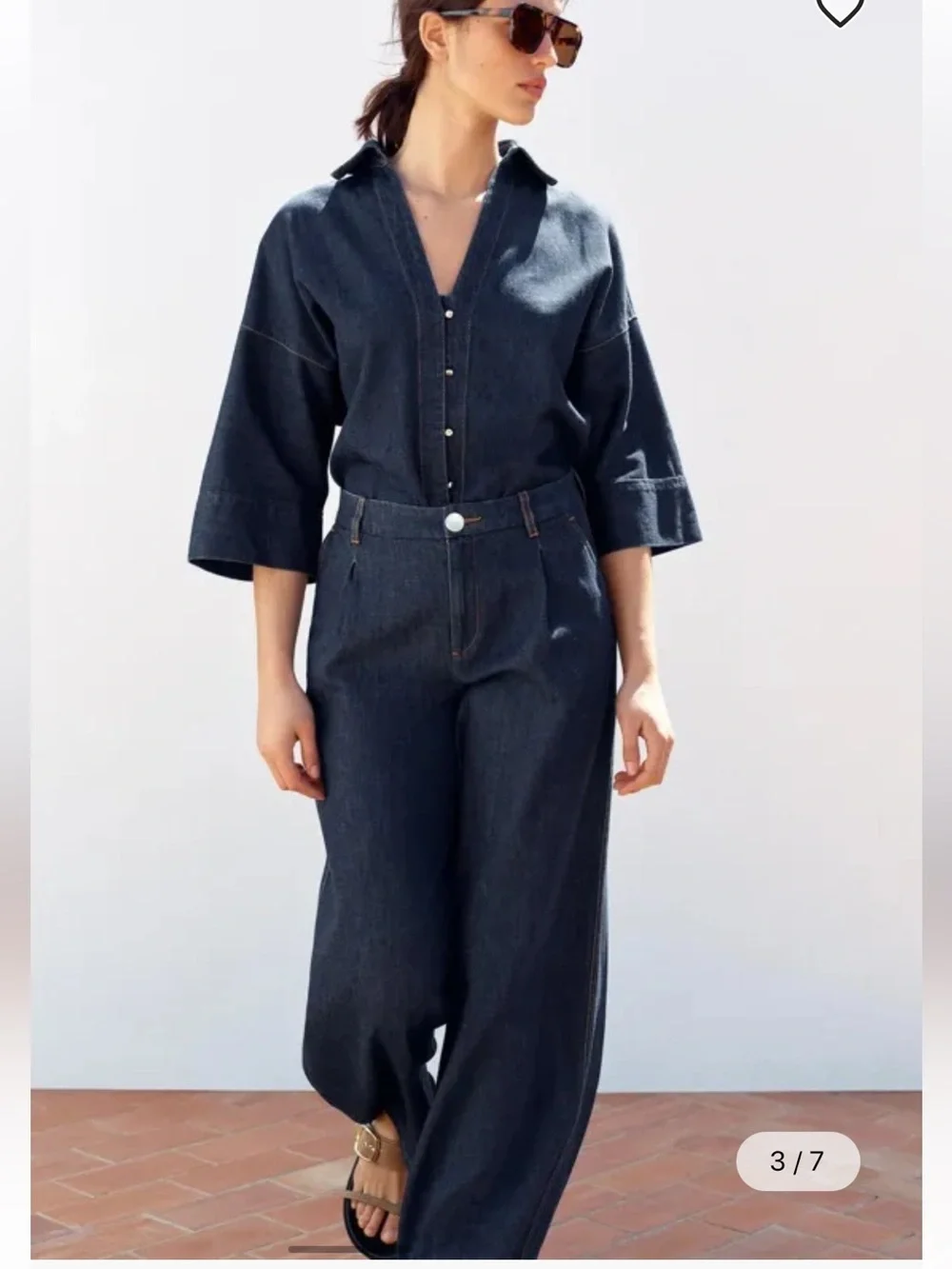 NEW (TWO PIECE SET ) ZARA WIDE INDIGO PANTS AND BLOUSE  SIZE2? 🚨NO DISCOUNT